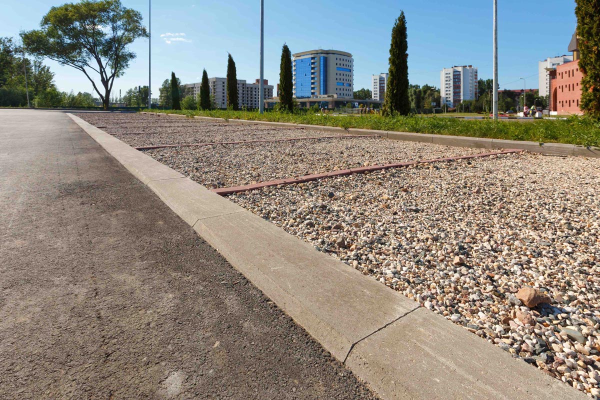 crushed concrete in parking lot