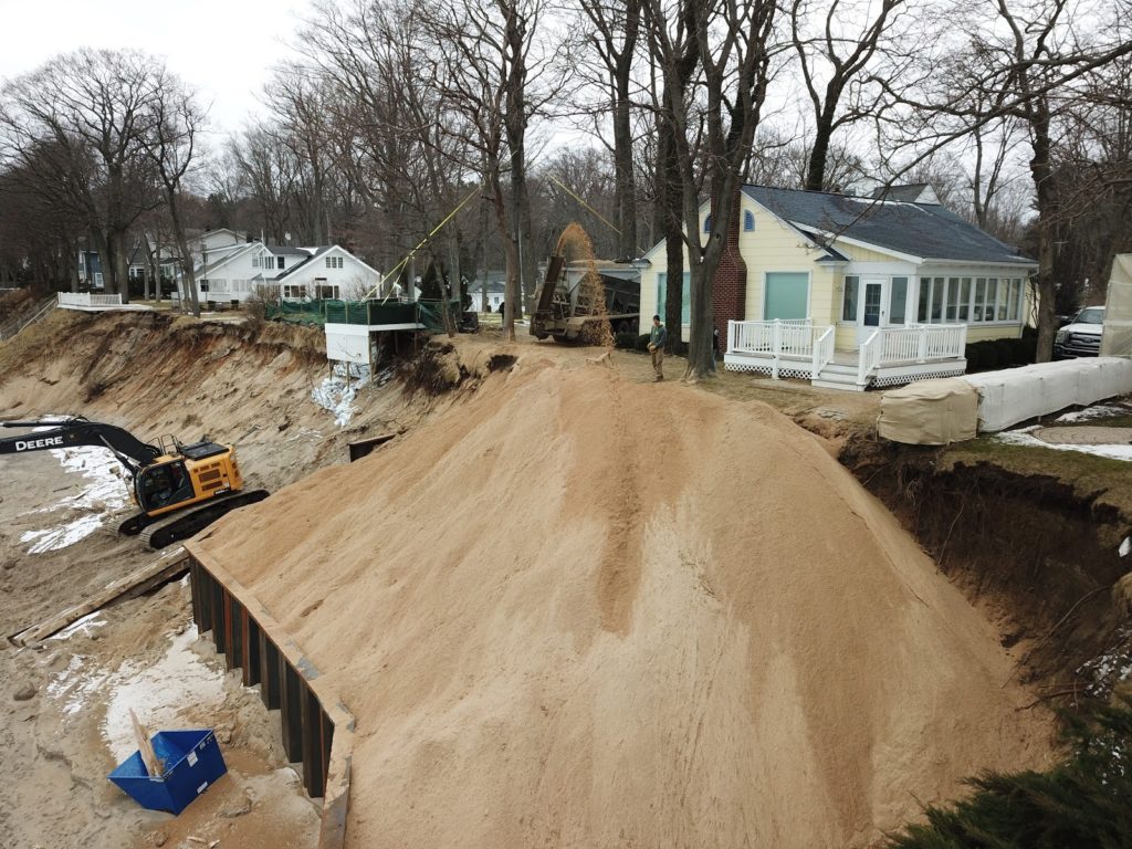 Harbor Hawk Seawall back filled with Superior Groundcover sand