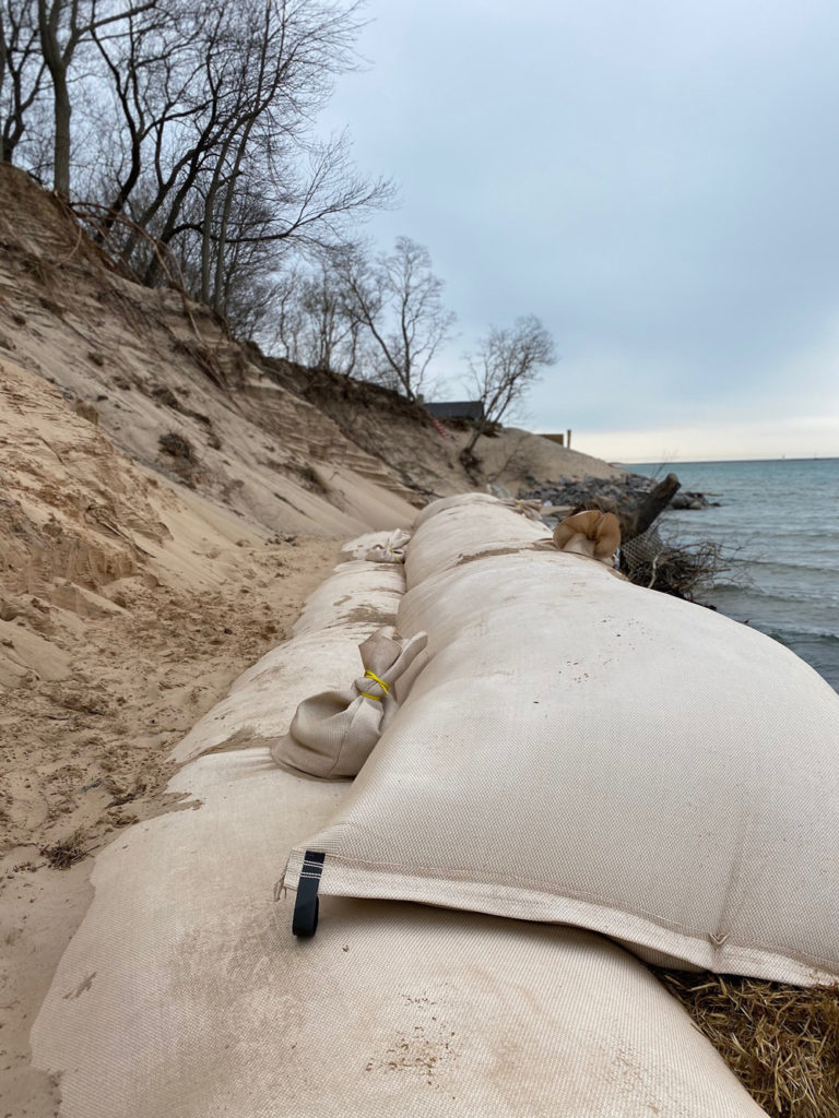 Sand Tubes on Lake Michigan to control erosion
