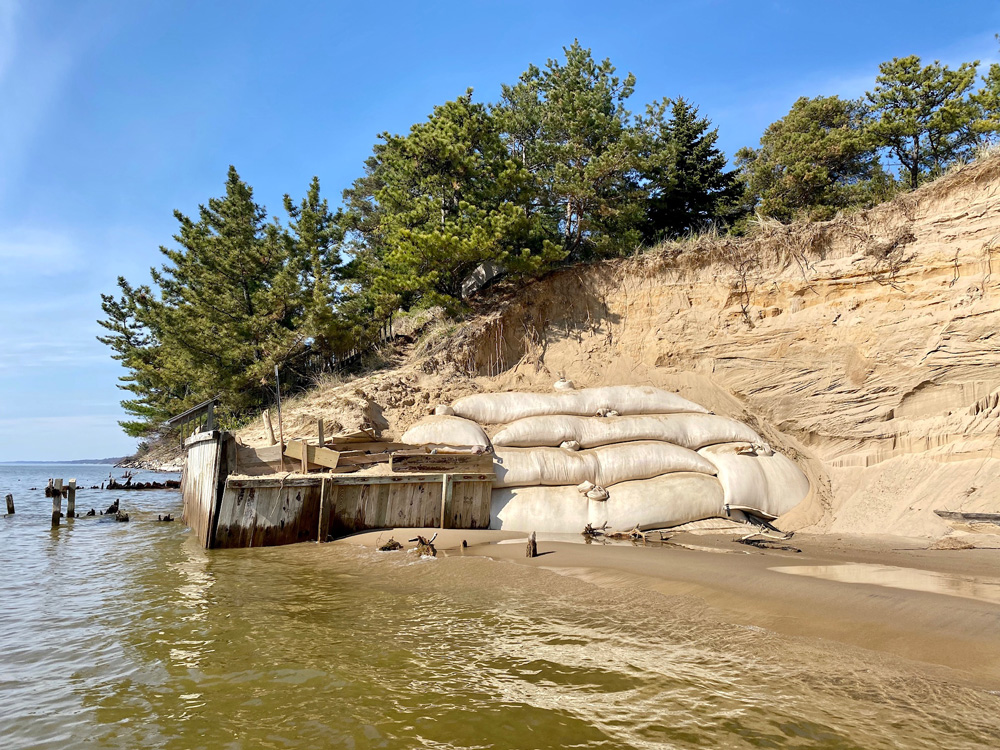 Sand Tubes for Erosion Control installed on Lake Michigan bluff