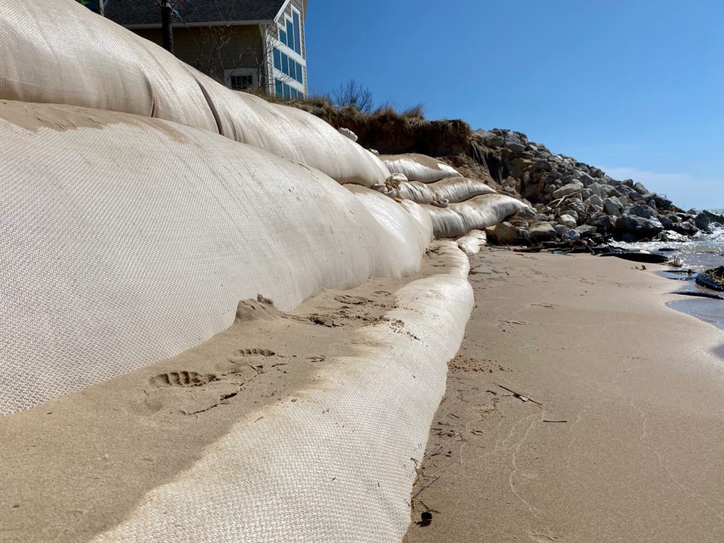 Geotextile tubes close up