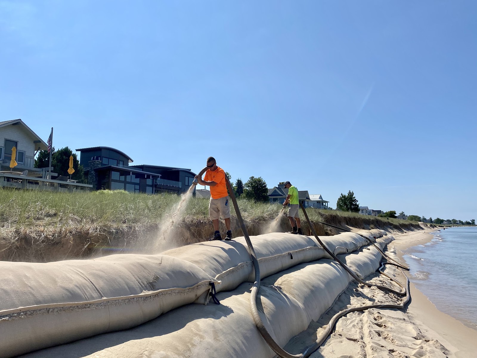 sand bag installation backfill
