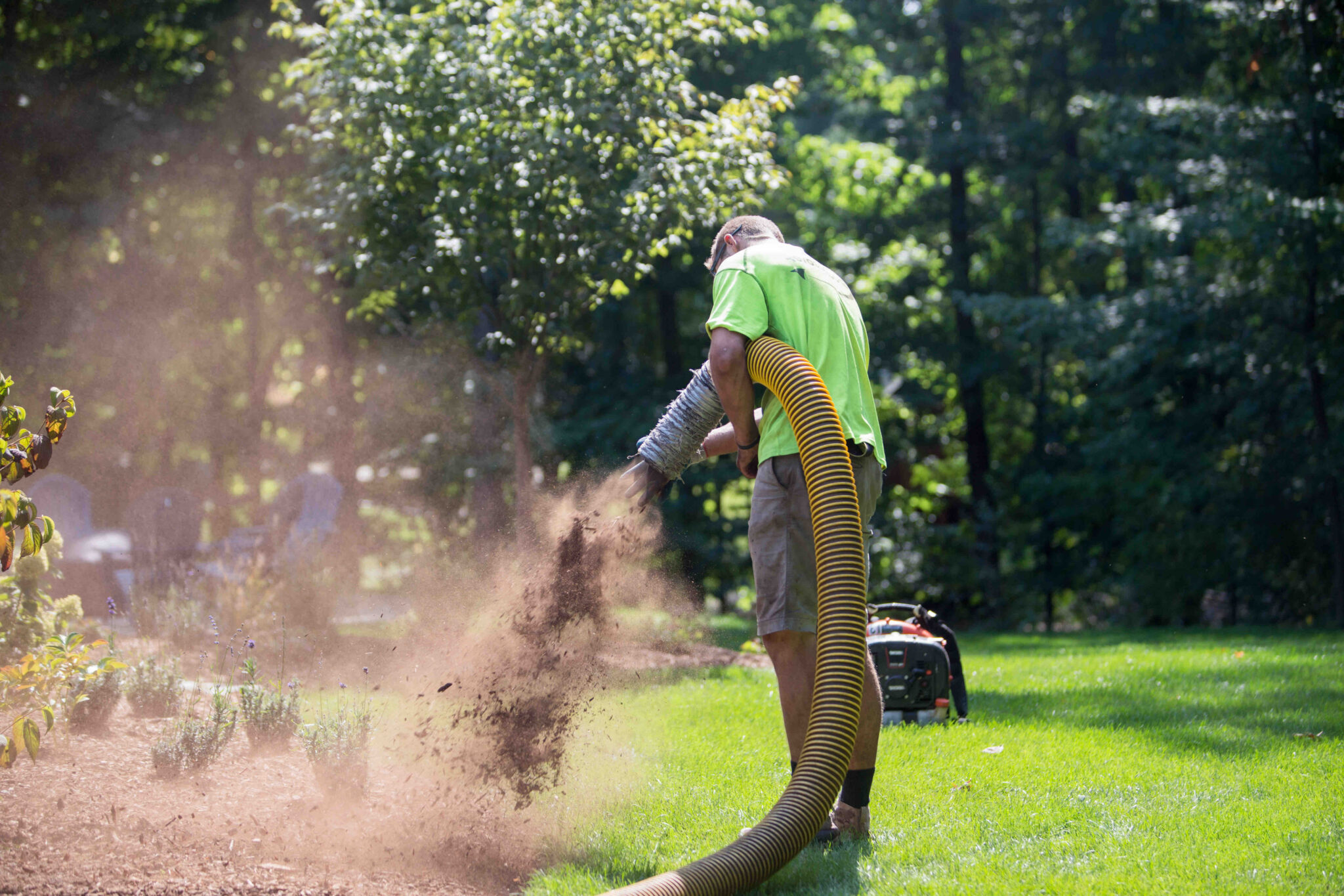 mulch blowing