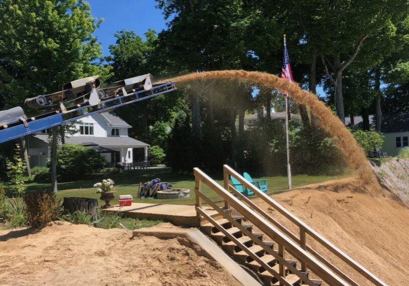 Beach sand delivery in michigan sand slinger
