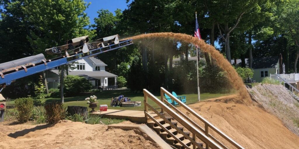 Beach sand delivery in michigan sand slinger