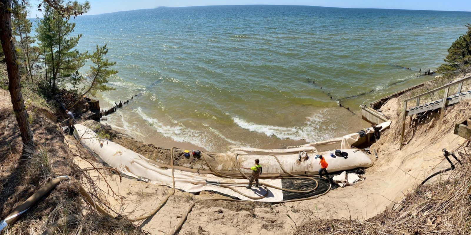 Geotextile tubes installation Geotextile tubes installation