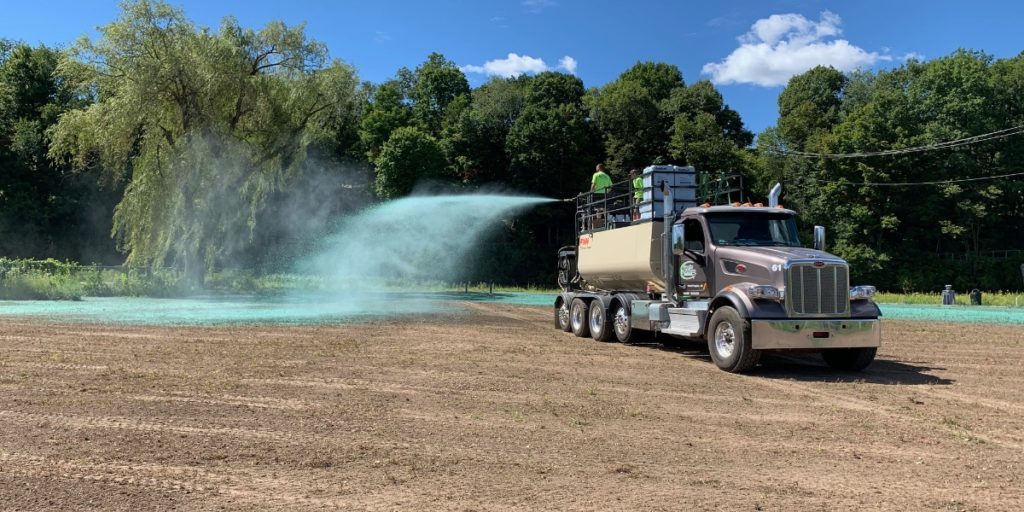 hydroseeding in a field