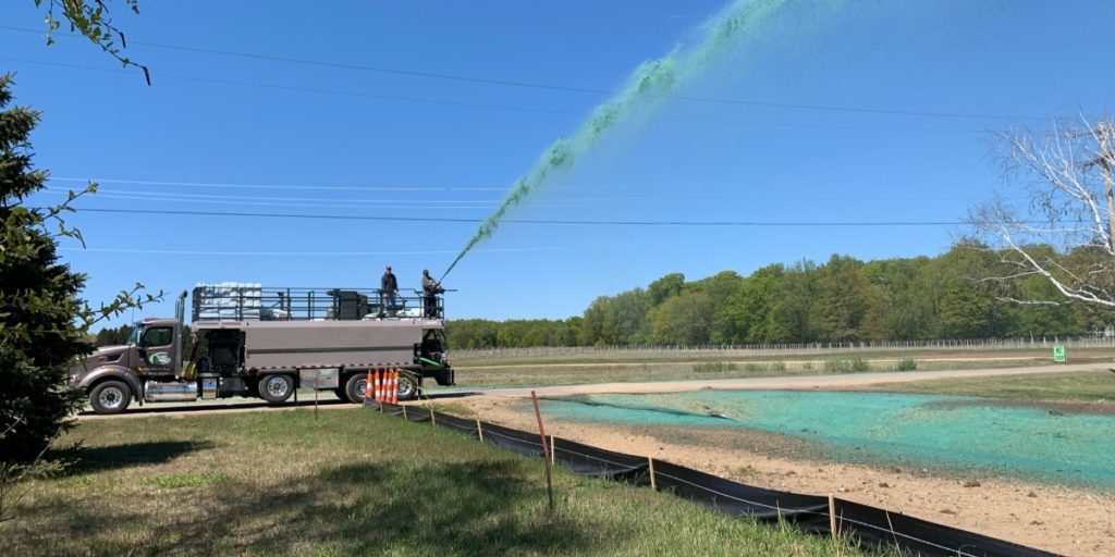 spraying hydroseed