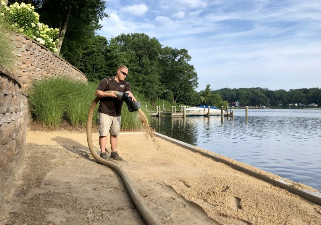 Sand blower truck beach sand