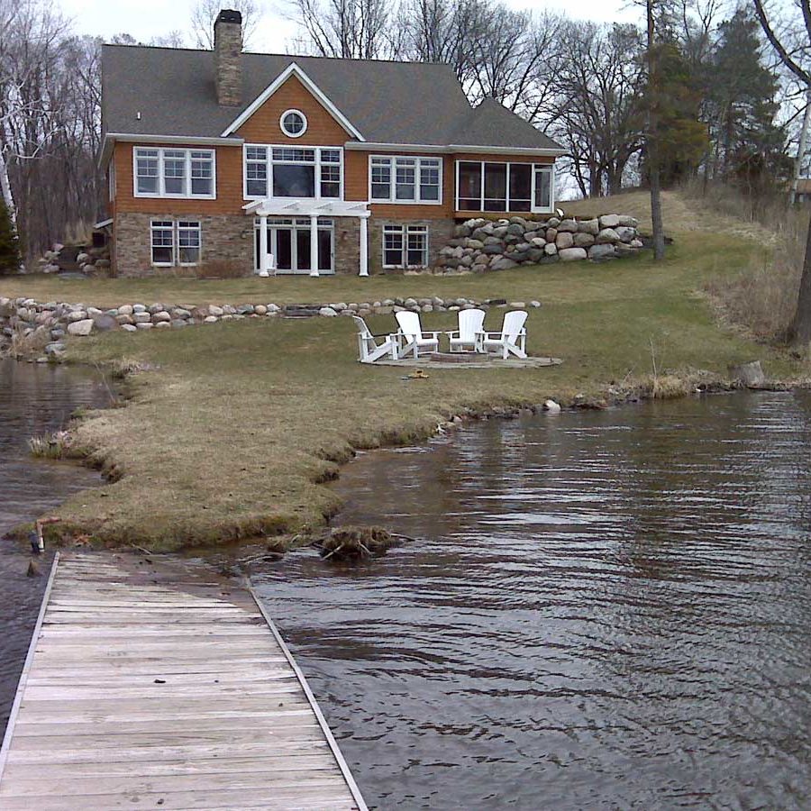 slope on a residential pond before erosion control